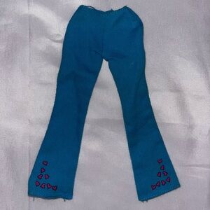 Vintage Barbie Doll Blue Bell Bottom Red Hearts Pants Clothes
